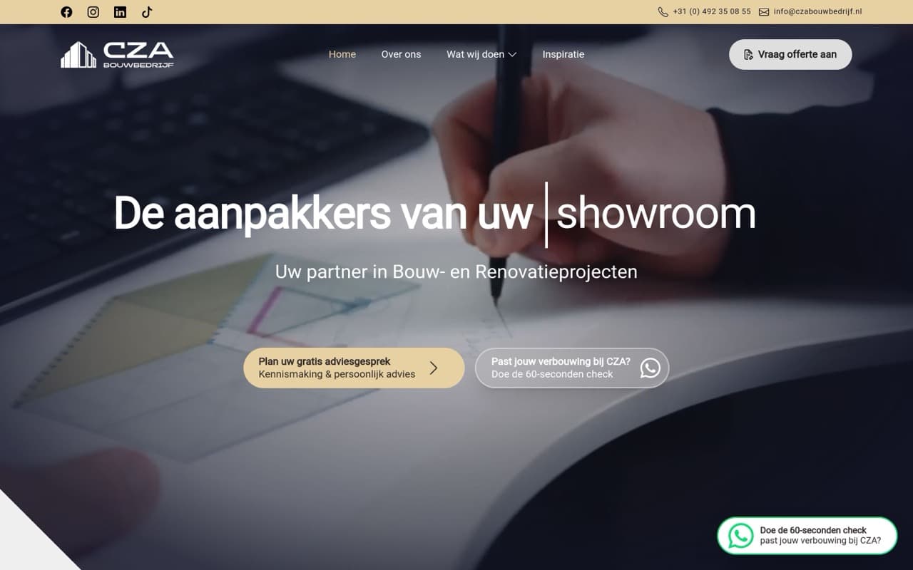 CZA Bouwbedrijf - live website